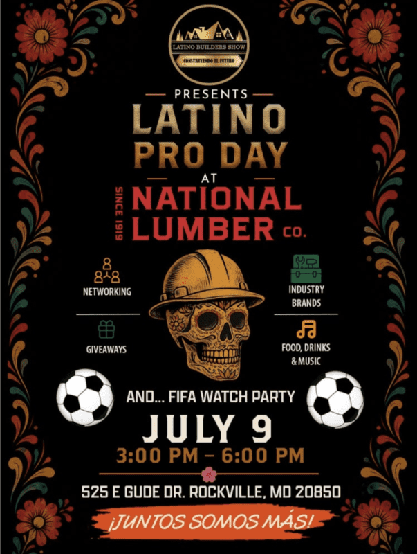 Flyer with details of Latino Pro Day in Rockville
